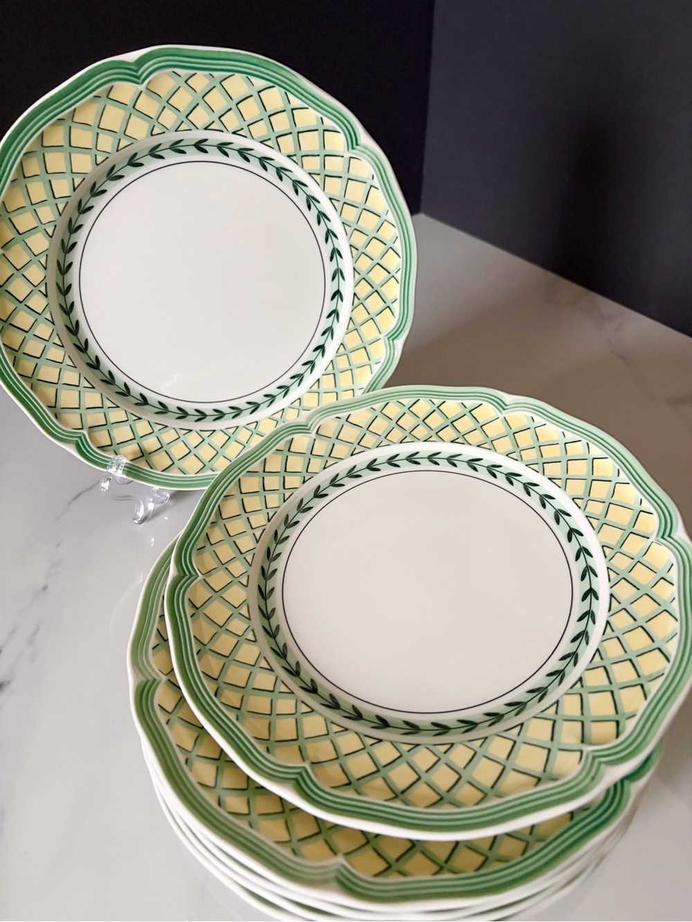 SET of 6 French Garden Orange Salad Plates by Villeroy & Boch